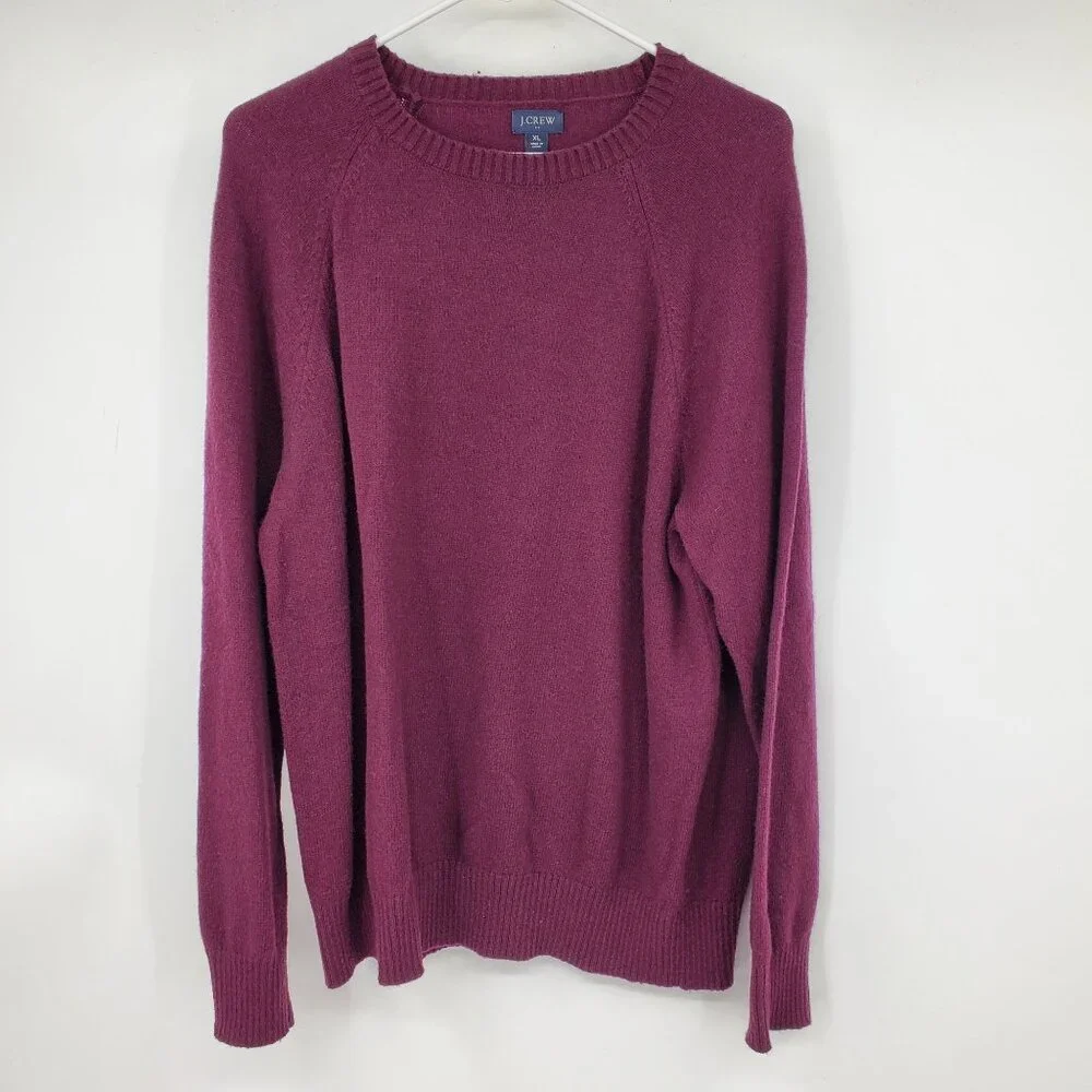 J. Crew Lambswool Blend Maroon Crewneck Pullover Long Sleeve Sweater XL